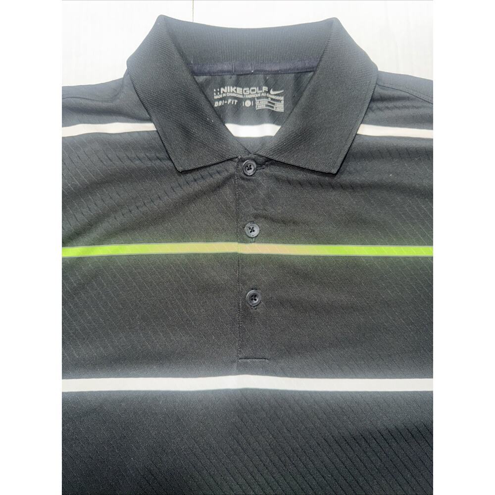 Nike Golf SS Men's Polo Shirt Dri-Fit Striped Black Large Multicolor Stripes - Picture 3 of 10